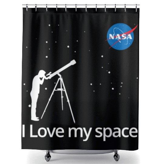 NASA I Love My Space Telescope Galaxy Shower Curtains