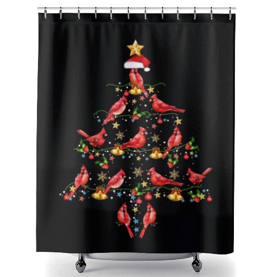Cardinal Bird Ornament Decoration Christmas Tree Shower Curtains