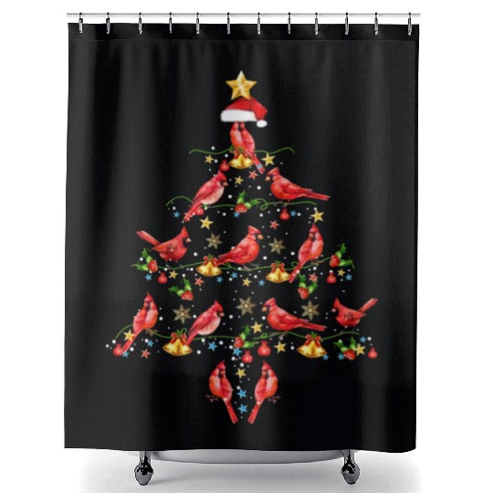Cardinal Bird Ornament Decoration Christmas Tree Shower Curtains
