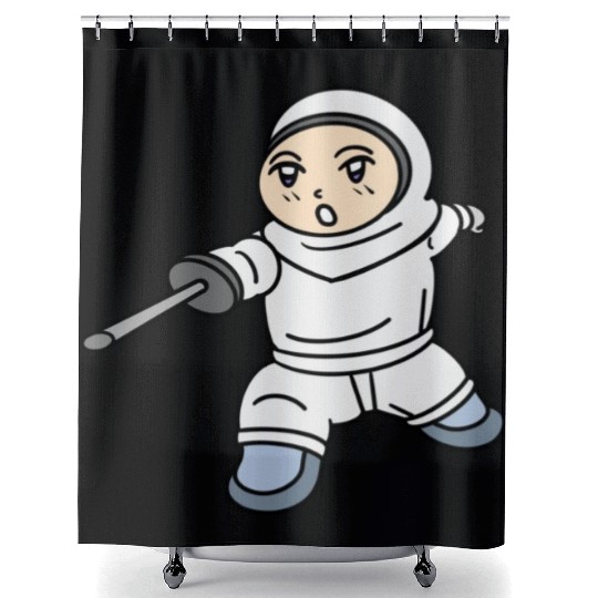 Cartoon kid fencing Shower Curtains