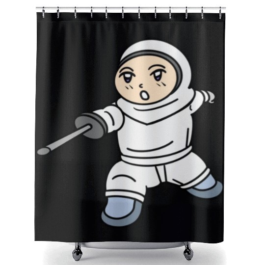 Cartoon kid fencing Shower Curtains