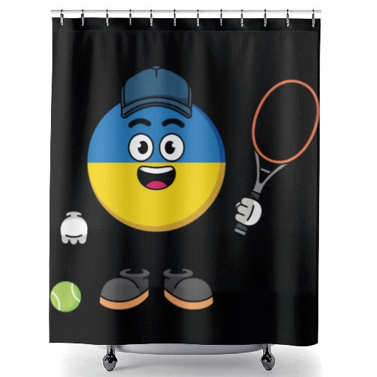 ukraine flag illustration as a tennis player Shower Curtains