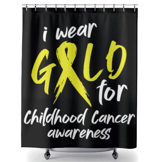 I Wear Gold For Childhood Cancer Awareness Shower Curtains