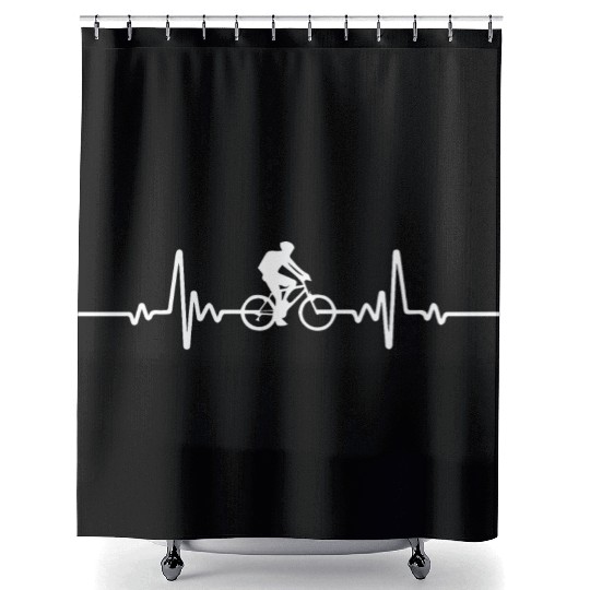 Mountain Bike Heartbeat Shower Curtains
