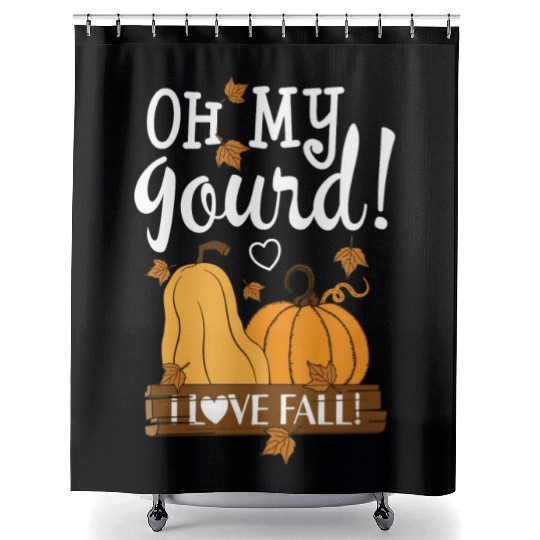 Fall Leaves Pumpkin Lovers Oh My Gourd I Love Fall Shower Curtains
