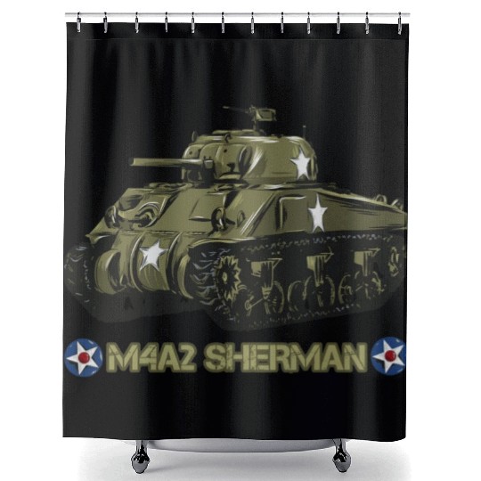 World War 2 American Tank M4A2 Sherman Shower Curtains