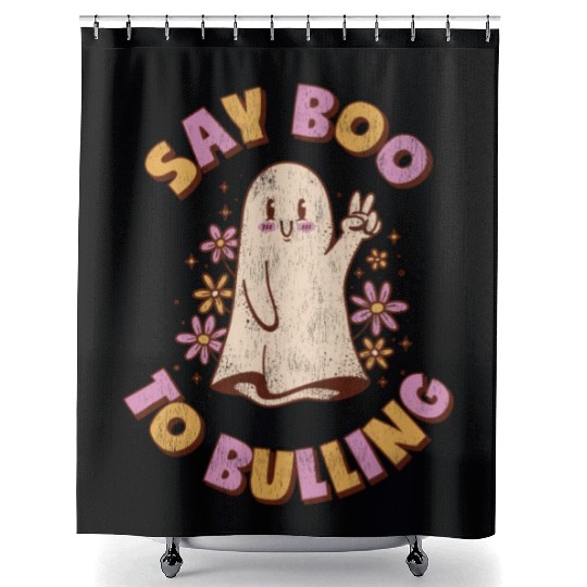 Anti Bully Say Boo Tio Bulling Unity Day Bullying Shower Curtains