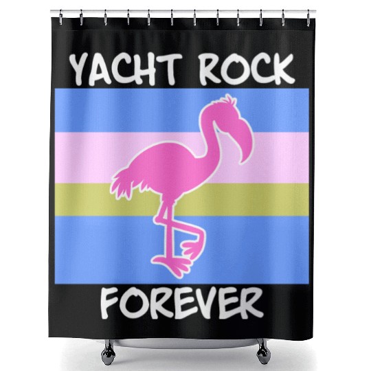 Yacht Rock Forever Shower Curtains 80s Style flamingo