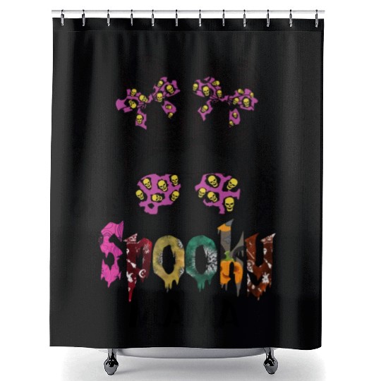 One Spooky Mama Skull Pumpkin Halloween Shower Curtains