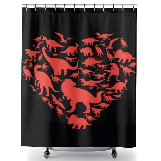 Valentine Dino Lover Clothes Gift for Him Shower Curtains