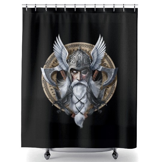 Viking Warrior God Odin Shower Curtains