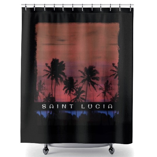 St Lucia Caribbean Vacation Souvenir Palm Tree Shower Curtains