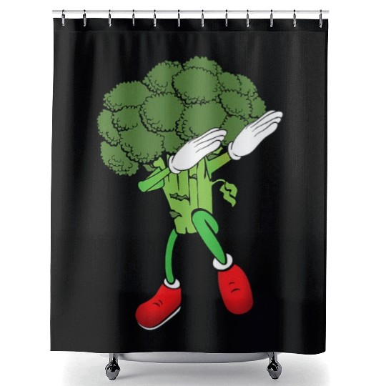 Cute Funny Dancing Broccoli Veggie Lover Shower Curtains