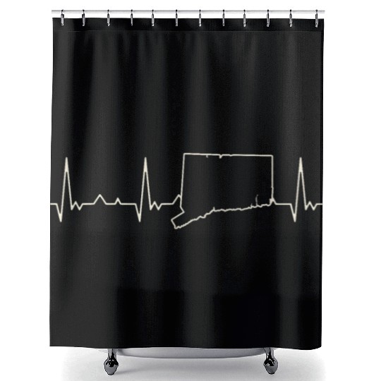 Connecticut State USA. Heart. Love. EKG. Pulse. Shower Curtains