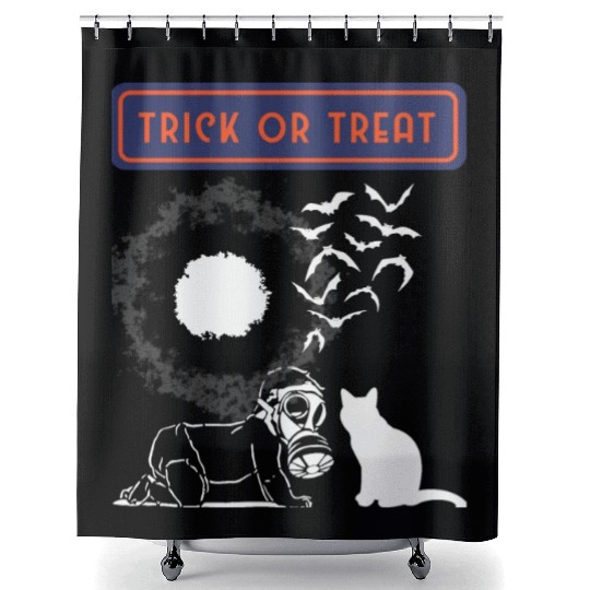 trick or cat or Treat Halloween Funny Novelty 80s Shower Curtains