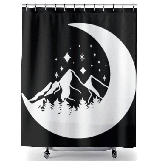 Mountains in the moon Full moon Shower Curtains