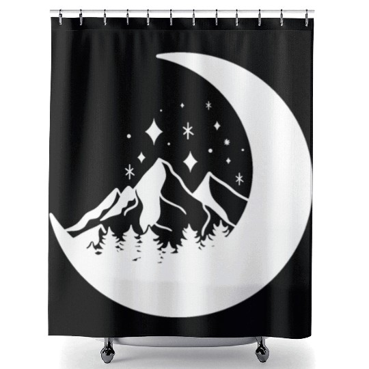 Mountains in the moon Full moon Shower Curtains