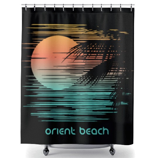 Artistic Orient Beach Saint Martin Palm Tree Shower Curtains