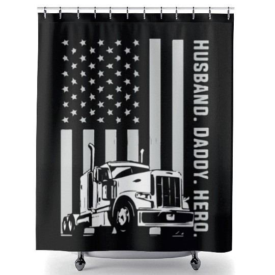 Patriotic Trucker Dad Truck Driver Shower Curtains