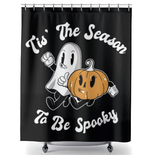 Cute Spooky Pumpkin Ghost Halloween Season Shower Curtains