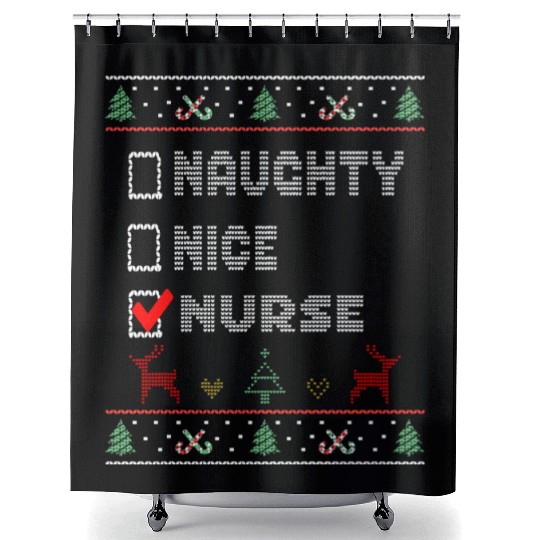 Naughty Nice Nurse, Matching Christmas Group Shower Curtains