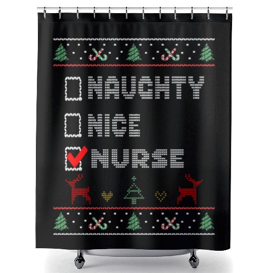 Naughty Nice Nurse, Matching Christmas Group Shower Curtains