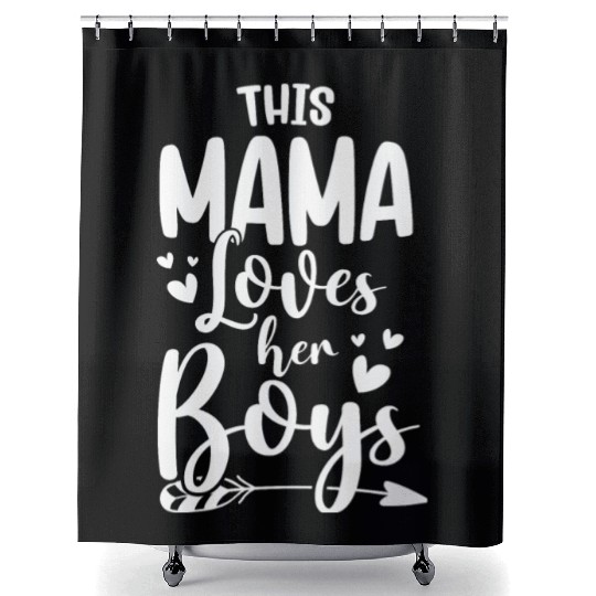 Womens This Mama Loves Her Boys Funny Mom Saying Shower Curtains