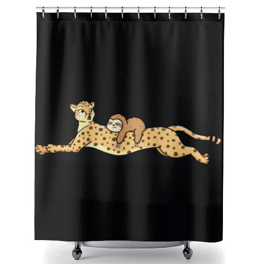 Sloth Rides Cheetah Funny Animals Lover Gift Shower Curtains