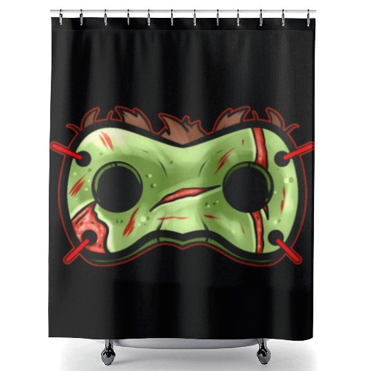 Green Rotten Zombie Mask Costume for Halloween Shower Curtains