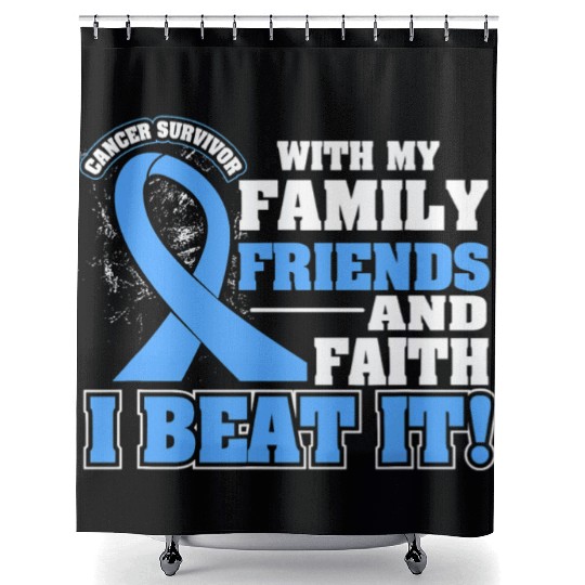 Family Faith I Beat It Prostate Cancer Awareness Shower Curtains