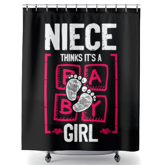 Niece Thinks It's a Girl Gender Reveal Funny Baby Shower Curtains
