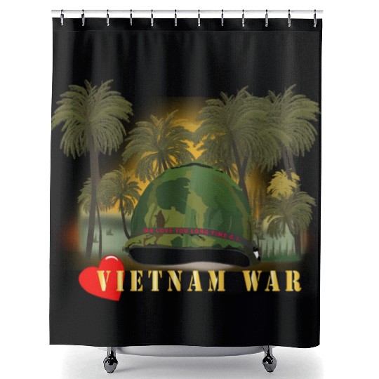 Vietnam Era Helmet Cover - MELOVEYOULONGTIME GI w Shower Curtains