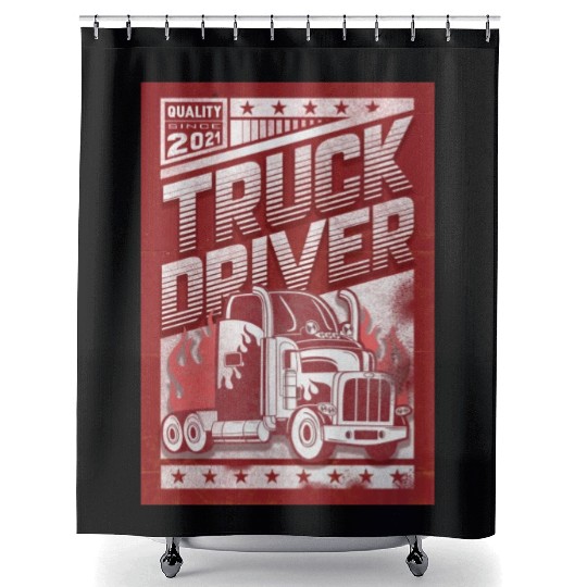 Truck Driver, Truck driving Shower Curtains