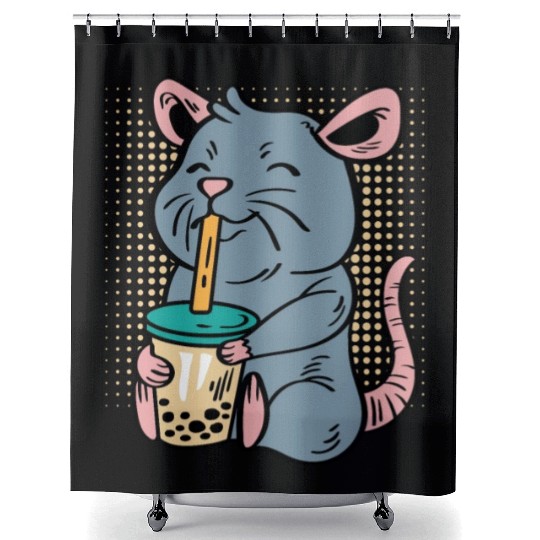 Rat Bubble Tea Tea Lover Gift Shower Curtains