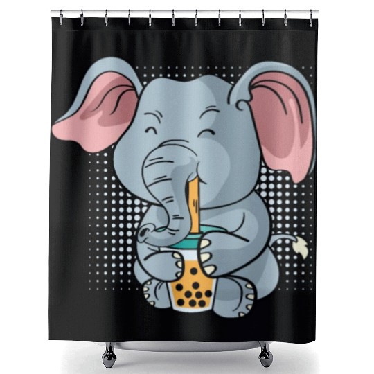 Elephant Bubble Tea Zookeeper Gift Shower Curtains