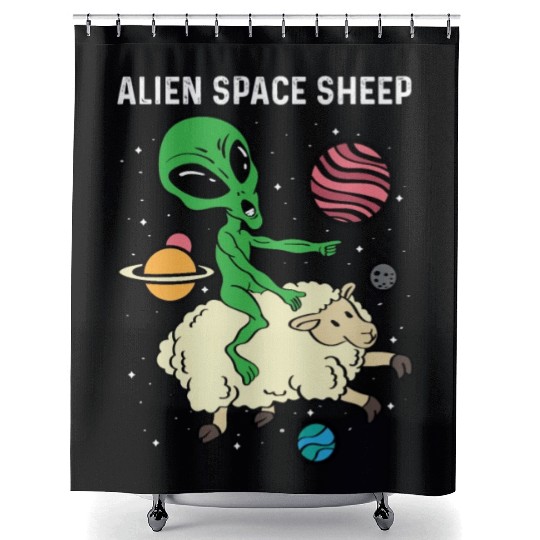 Alien Space Sheep Astronaut Or Space Pilot Gift Shower Curtains