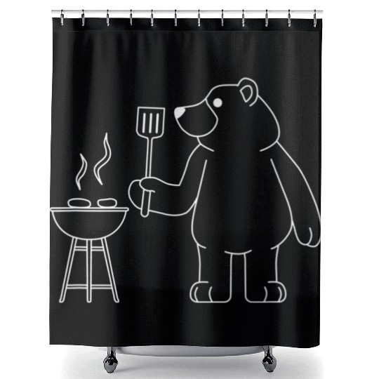 Grilling Bear Funny Barbecue Camper Nature Shower Curtains