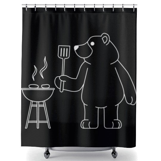 Grilling Bear Funny Barbecue Camper Nature Shower Curtains