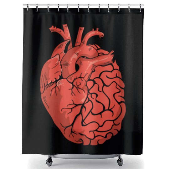 Half Brain Half Heart Organ Anatomy Science Shower Curtains