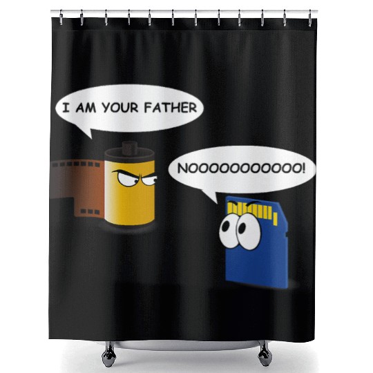 Funny photography Shower Curtains with father and son film a