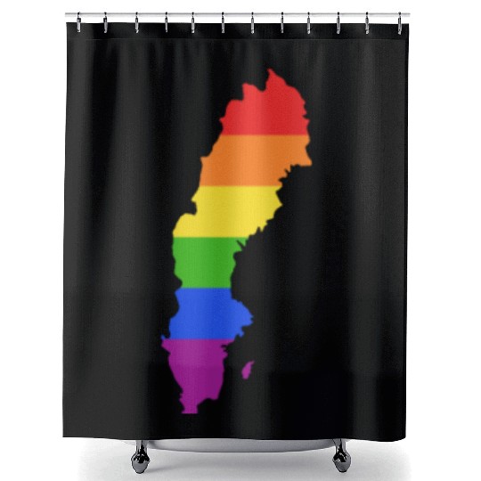 Sweden Rainbow Flag for proud LGTBQ Swedish Shower Curtains