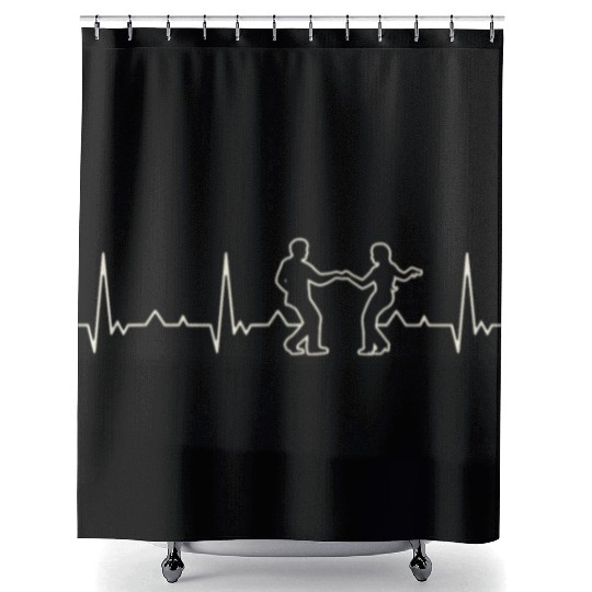 Dancing Couple. Heart. Love. EKG. Pulse. Beat. Shower Curtains