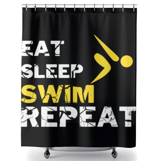 EAT SLEEP SWIM REPEAT Shower Curtains
