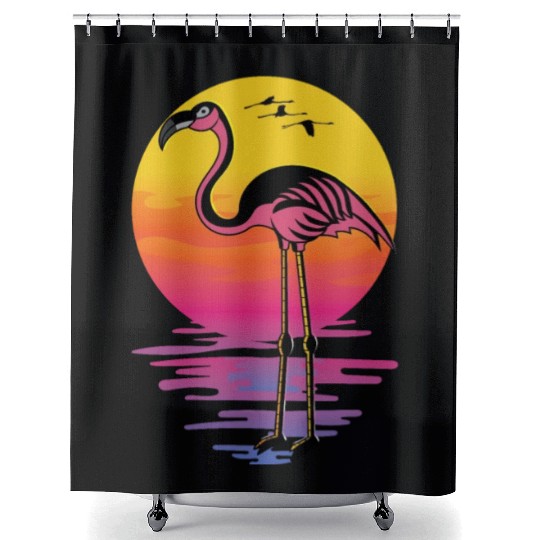 Flamingo Sunset Beach Lover Gift Shower Curtains