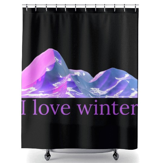 I love winter - mountain-winter in cool colors Shower Curtains