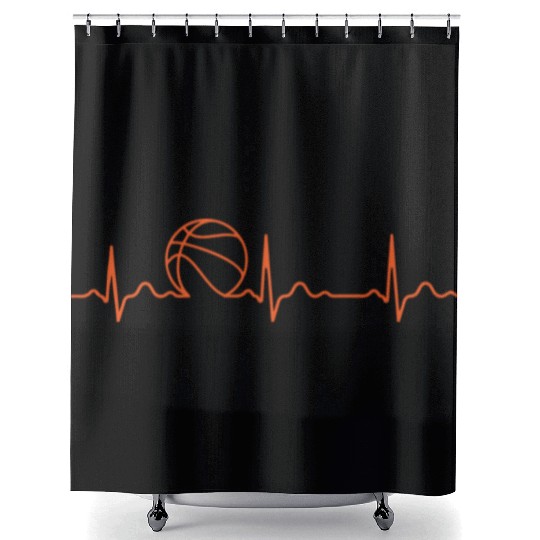 basketball Heart beat Shower Curtains