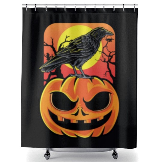 Crow Halloween Bird Watcher Gift Shower Curtains