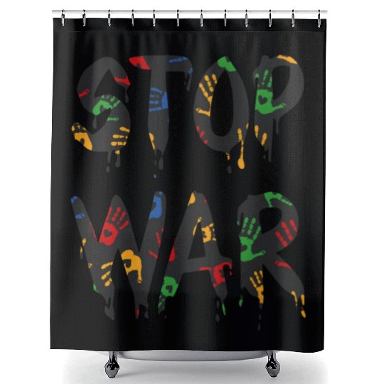 Stop War Heart Handprint, Pray for Ukraine Shower Curtains