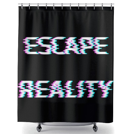 escape reality cyberpunk glitch Shower Curtains