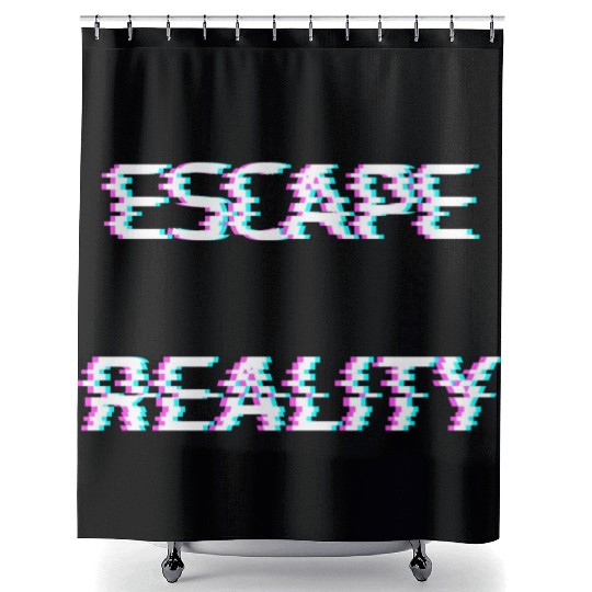 escape reality cyberpunk glitch Shower Curtains